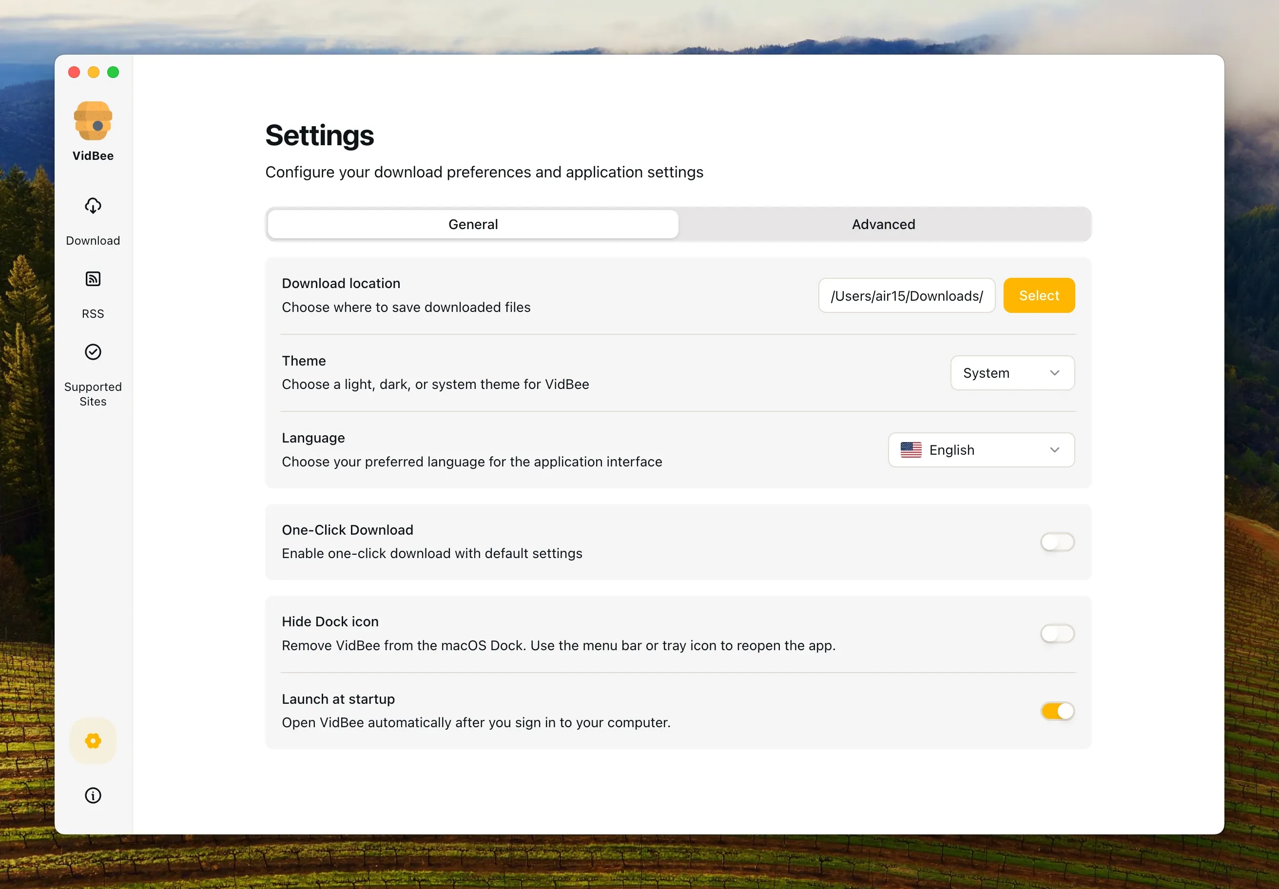 Download preferences
