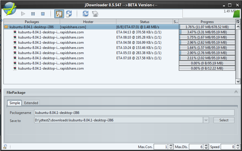 JDownloader Interface Preview