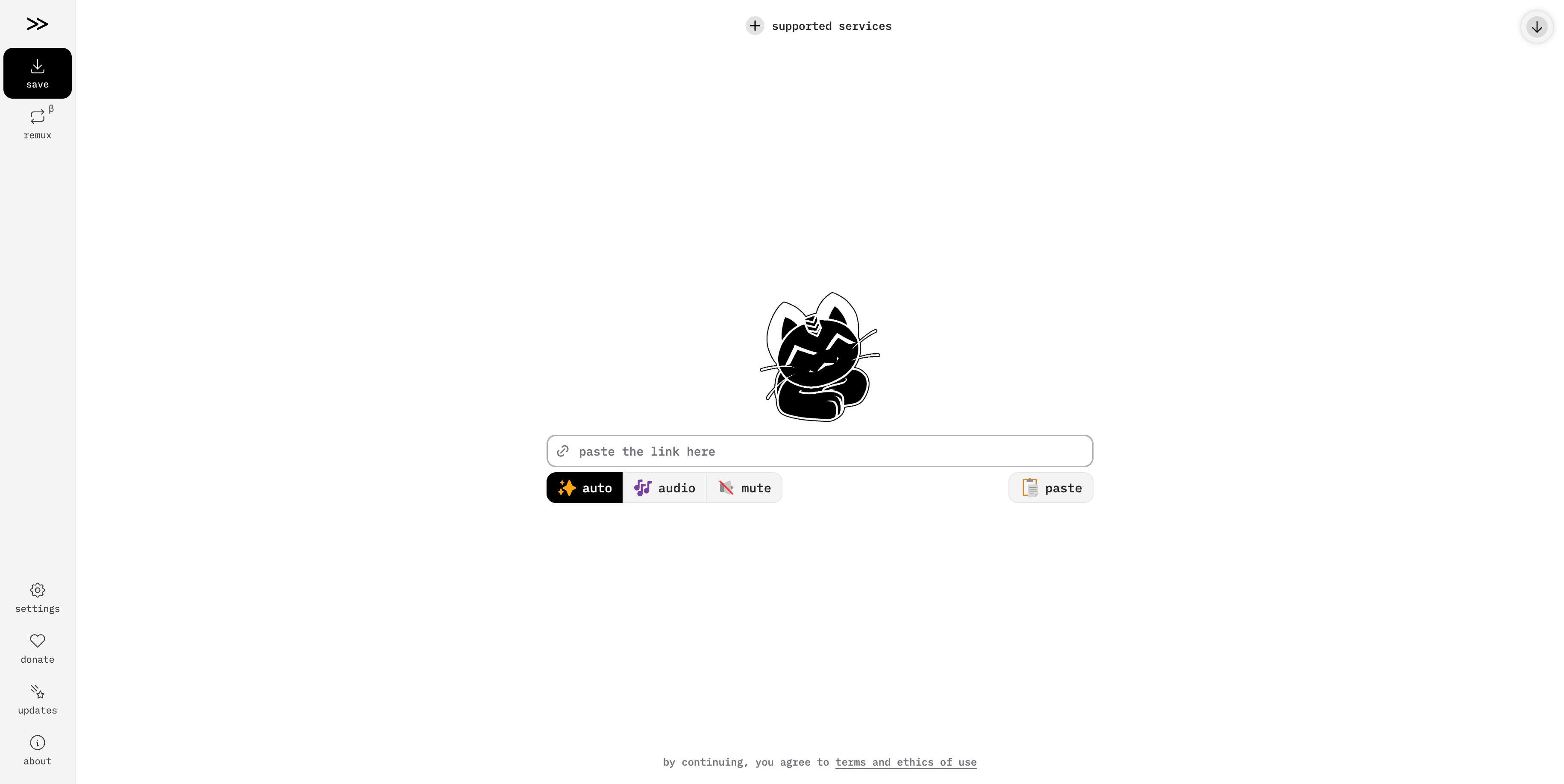 cobalt.tools web interface with a single URL input field